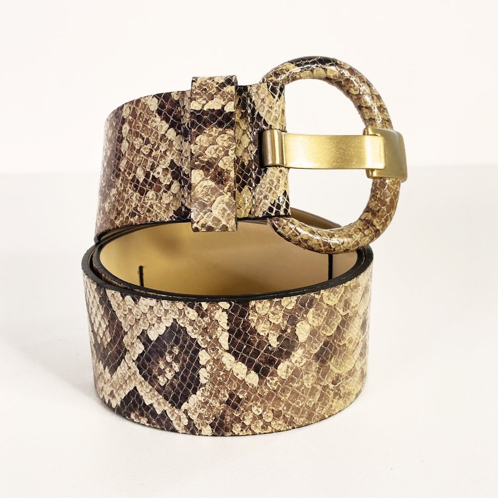 Banana Republic Genuine Leather Snake Print Wide Leather Belt